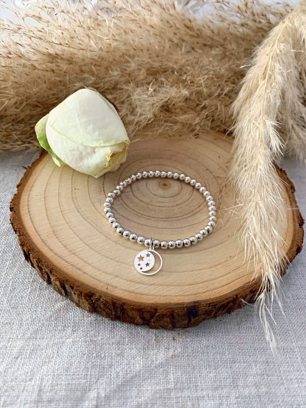 Bracelet en Argent 925 ~ Lune et Etoiles ~