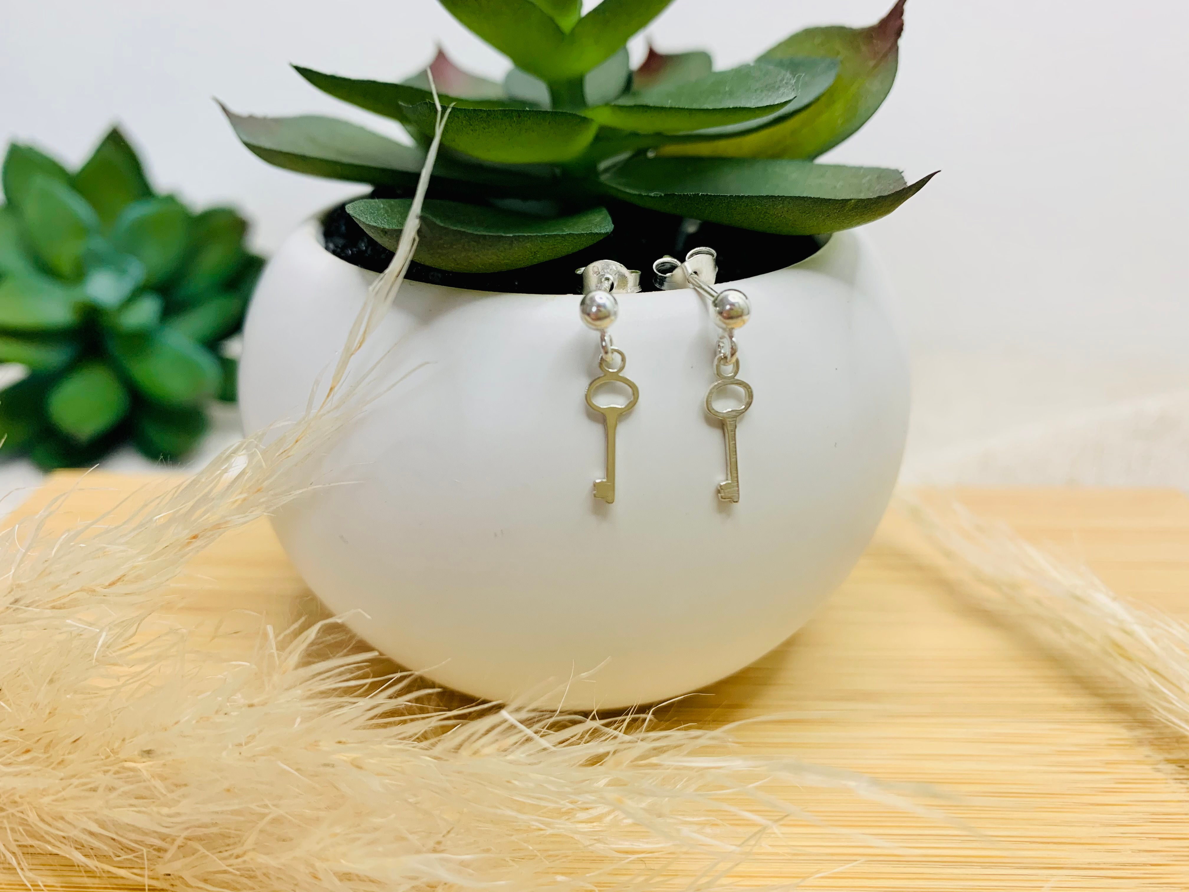 Boucles d'oreilles en Argent 925 ~ clef ~