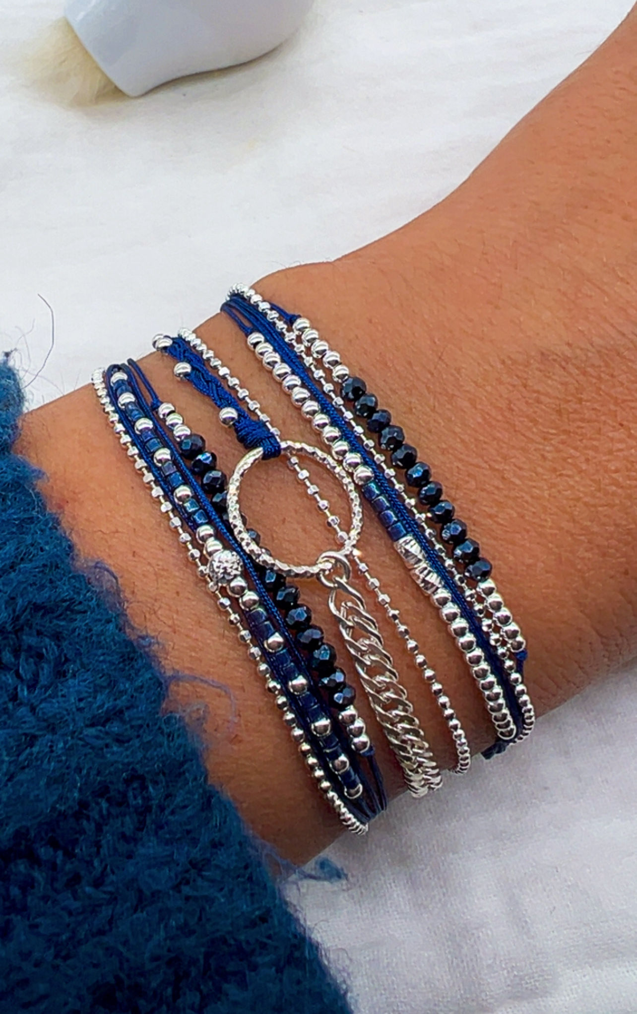 Bracelet 3 rangs - Bleu -