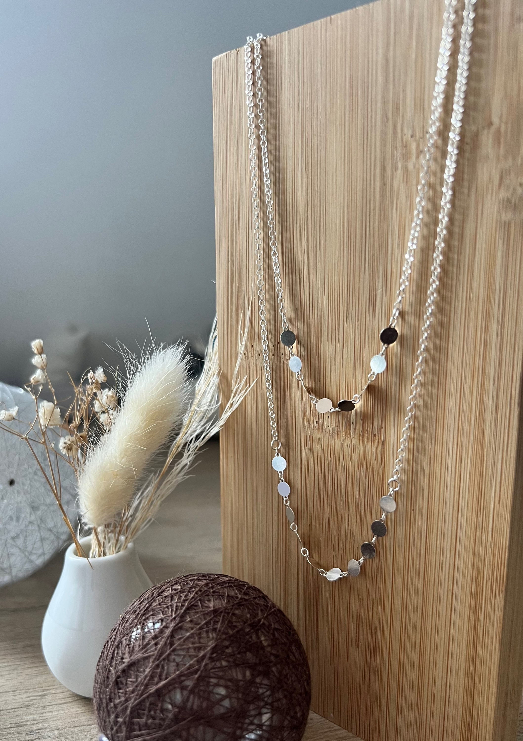 Collier double en argent 925 - maille Jaseron et médailles -