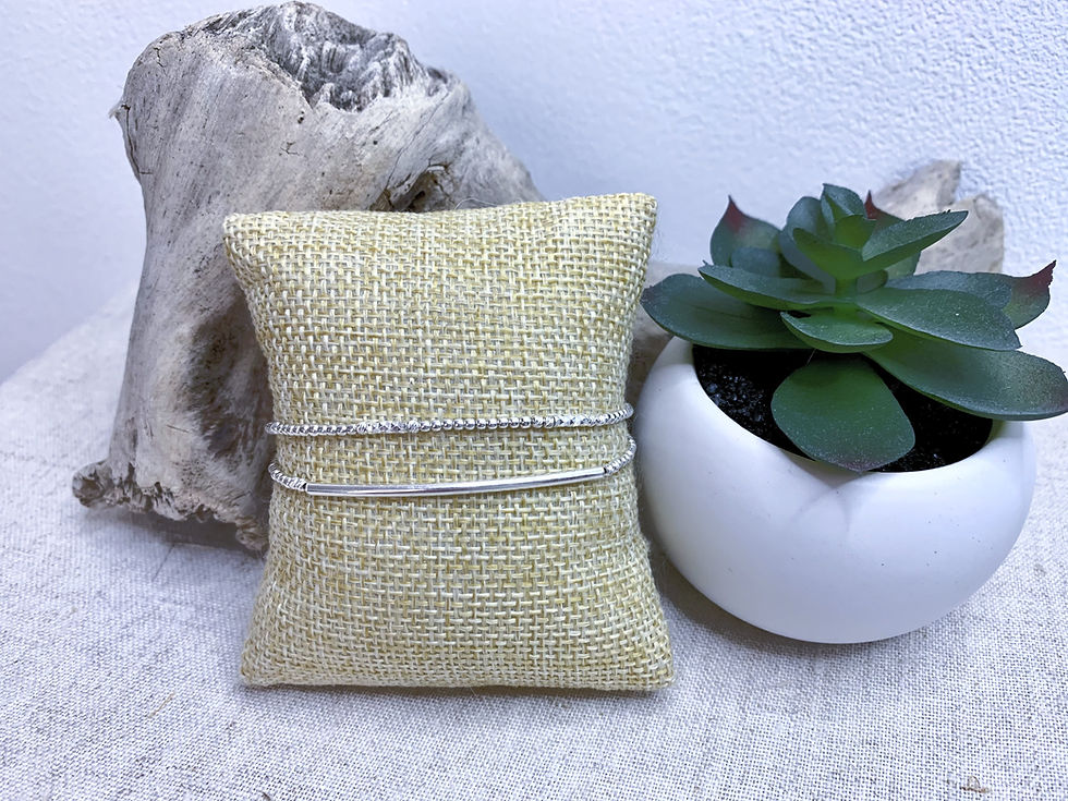 Miniature : Bracelet élastique double en Argent 925 ~ Barre ~