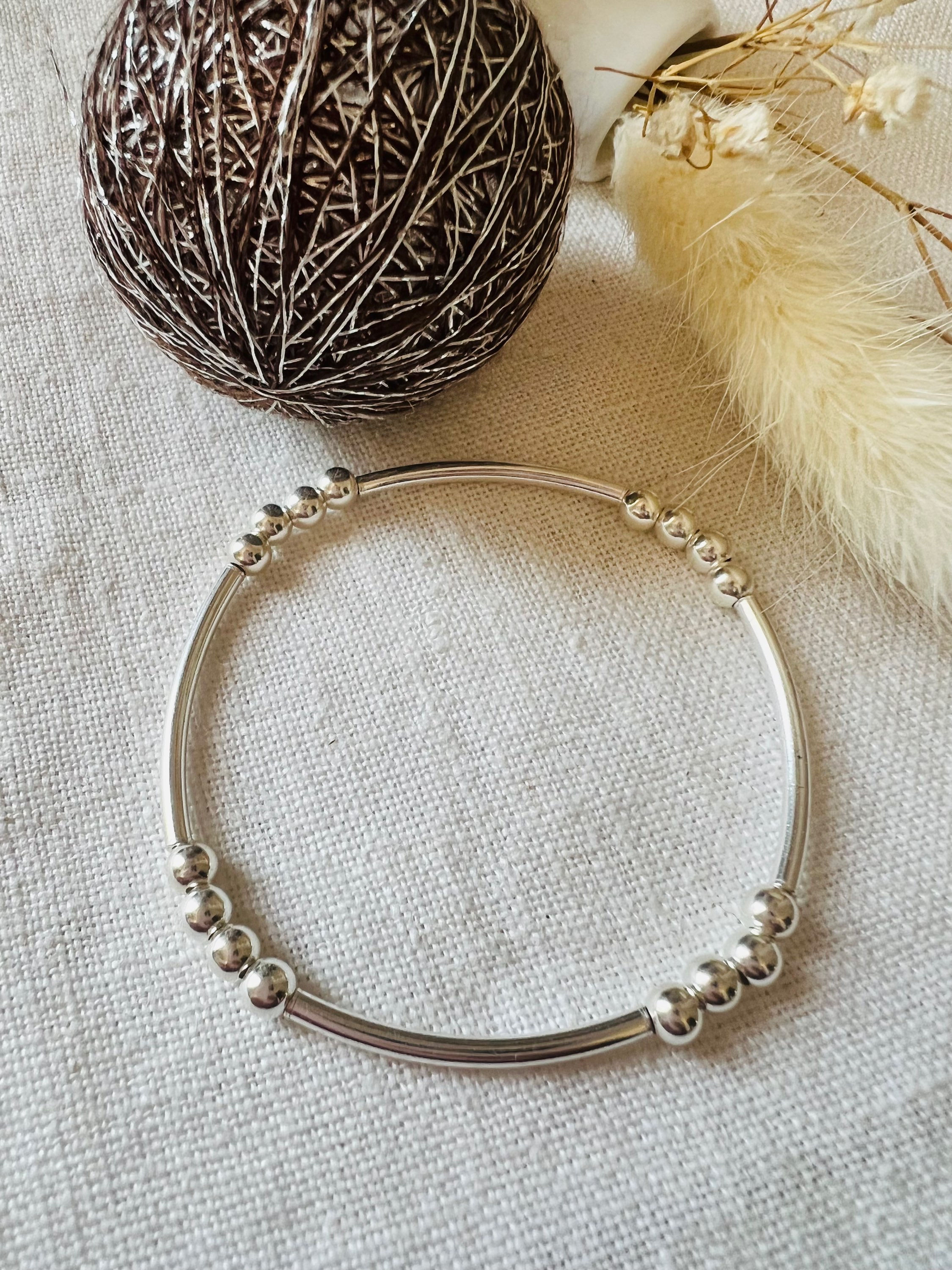 Bracelet en argent 925 - Perles et tubes - 