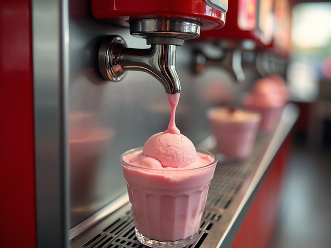 cherry shake ice cream machine dispensing creamy texture bowl.png