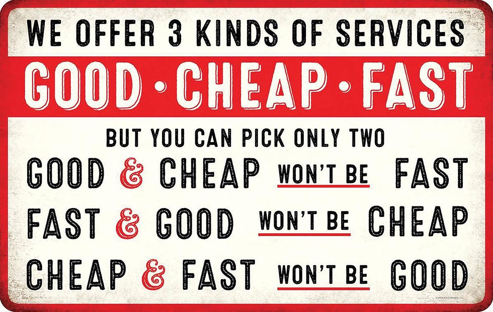 good, cheap and fast don't exist together