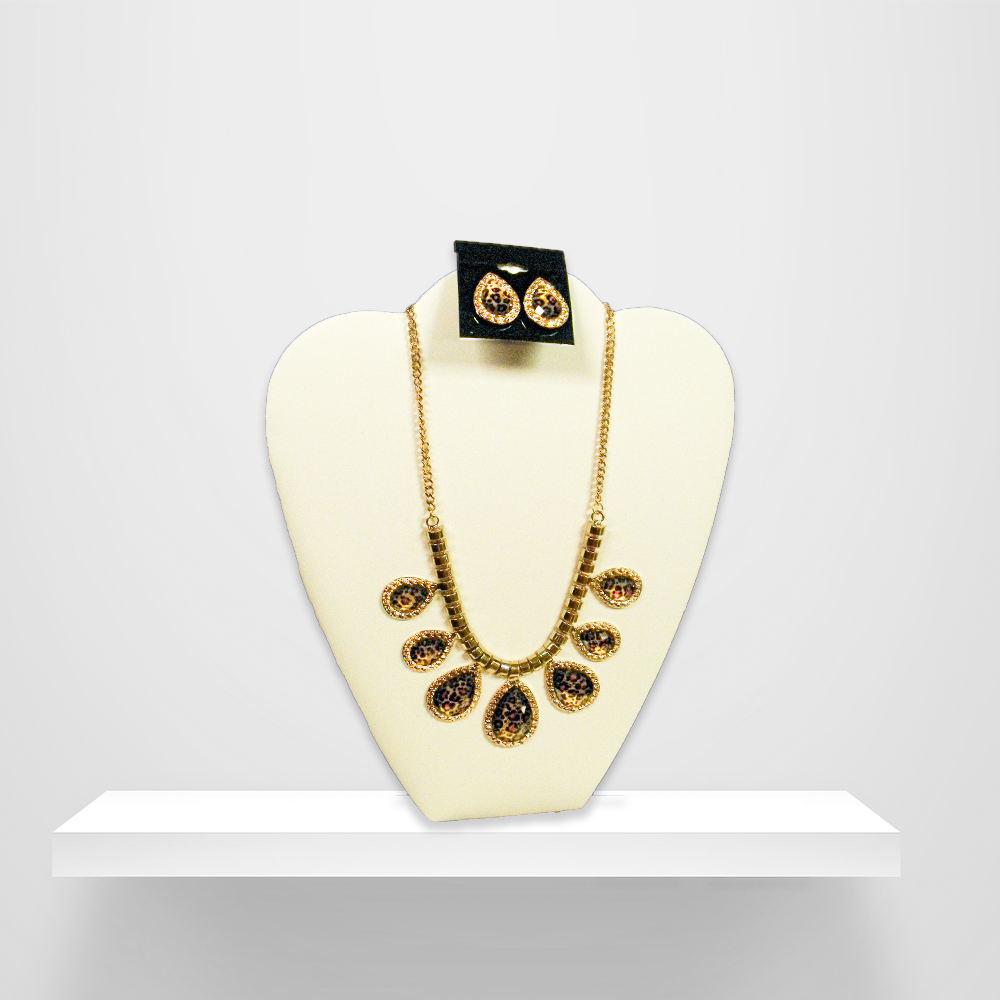 Leopard Print and Gold Necklace Set