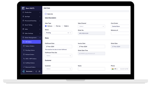 MATS order management feature tracking real-time orders and inventory updates for seamless restaurant operations