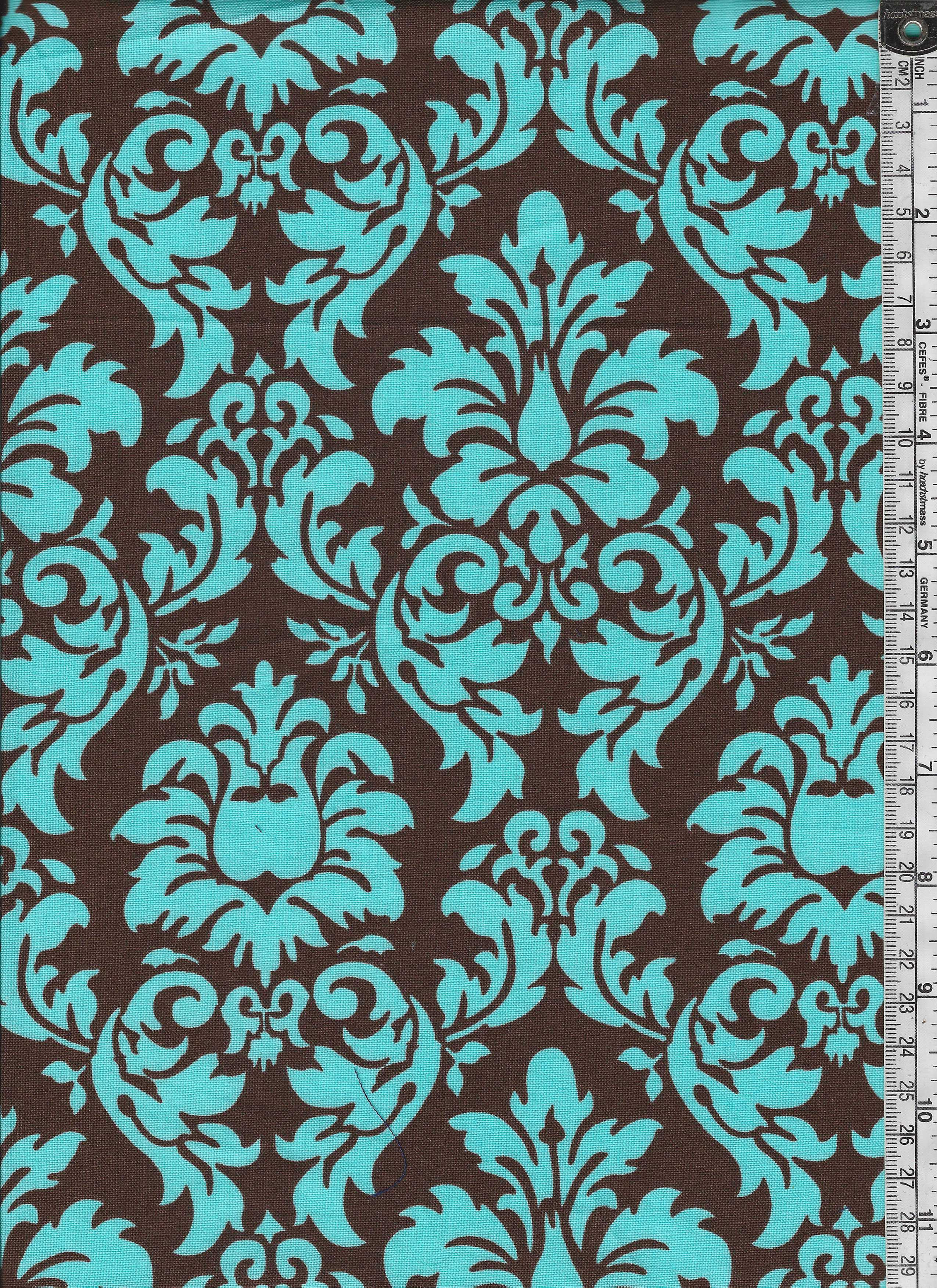 49. Choc/Aqua Damask
