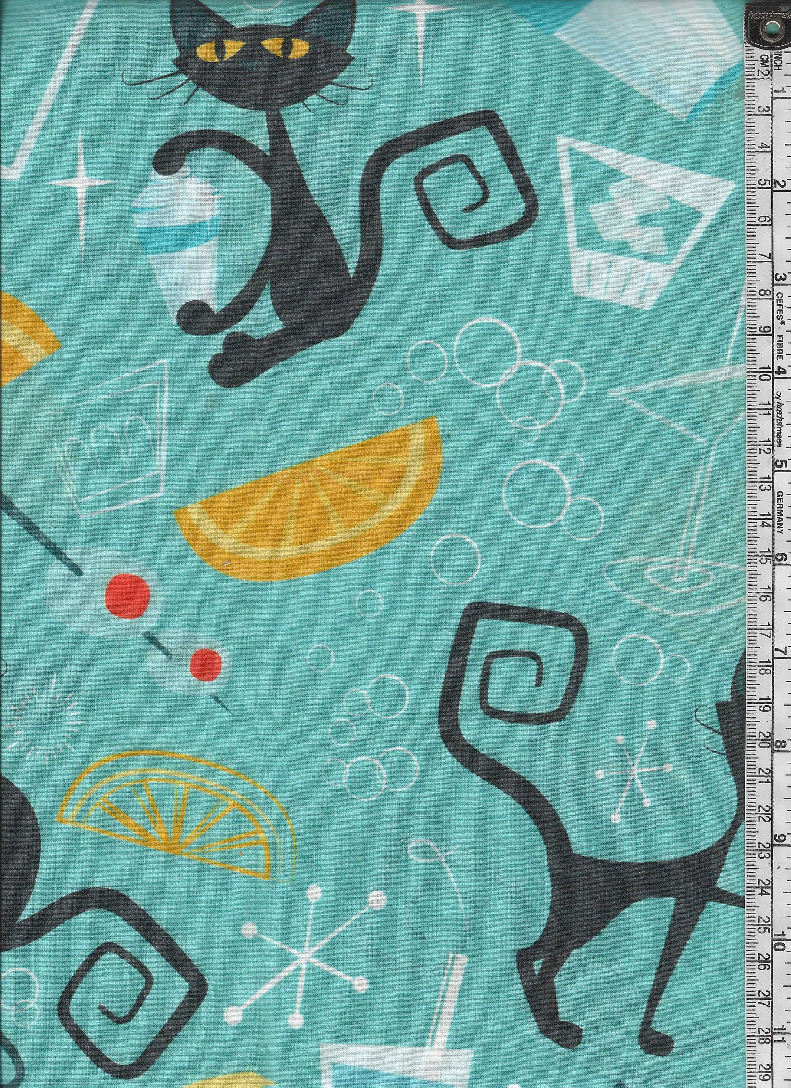 cocktails and cats mens printed shirt made in NZ