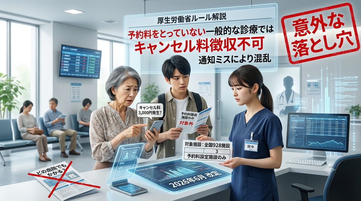 病院・クリニックのキャンセル料は本当に取れる？令和8年度診療報酬改定で注意すべき新ルールとWEB掲示対応