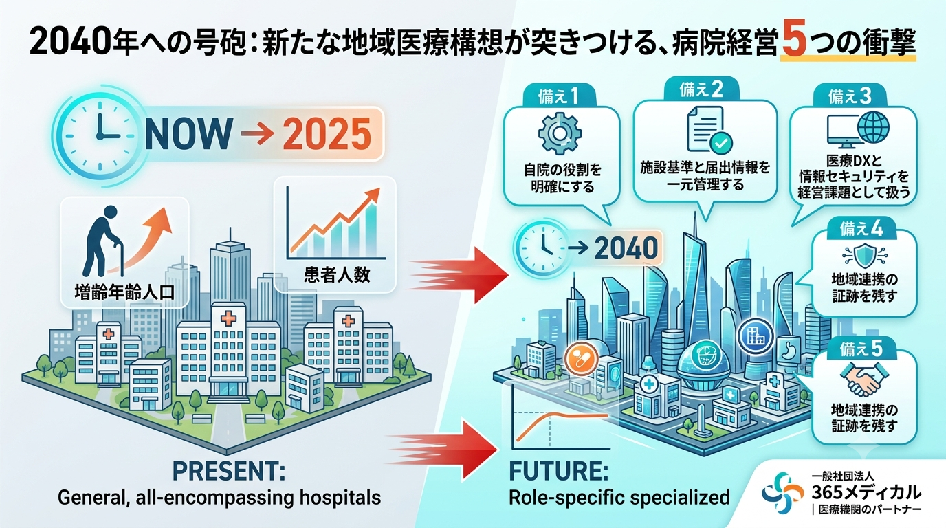 2040年への号砲。新たな地域医療構想が突きつける病院経営5つの衝撃を365メディカルが解説