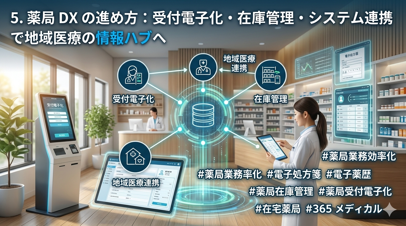 薬局DXの進め方｜受付電子化・在庫管理・システム連携で地域医療の情報ハブへ
