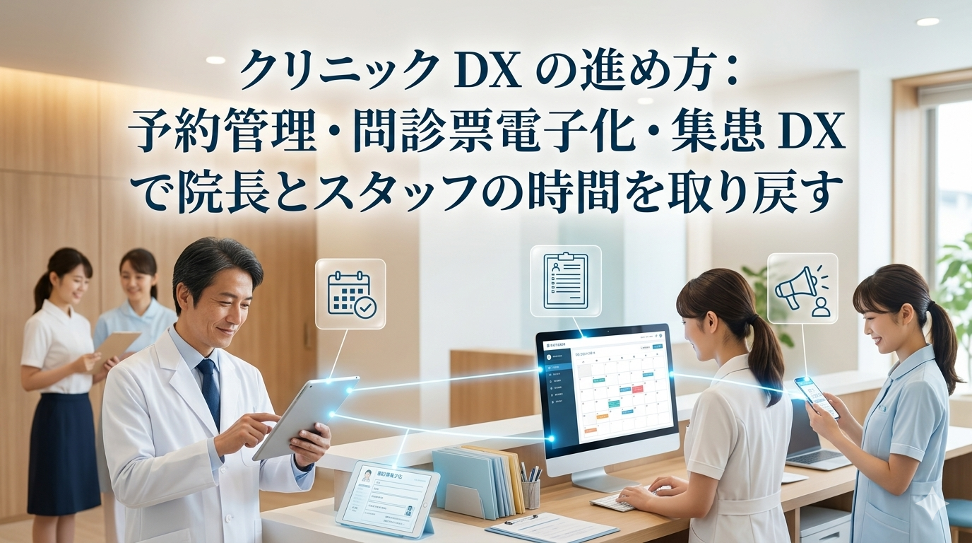 クリニックDXの進め方｜予約管理・問診票電子化・集患DXで院長とスタッフの時間を取り戻す