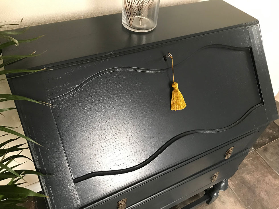 Thumbnail: Antique Painted Writing Bureau / Writing Desk in Farrow and Ball Off Black