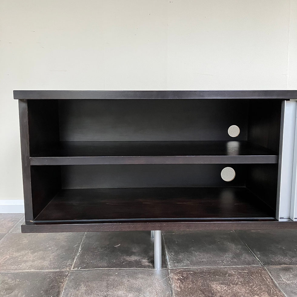 Thumbnail: 2000's Minimalist Credenza Sideboard Media Unit from The Conran Shop, Sliding Metal Doors, Ebonised Oak