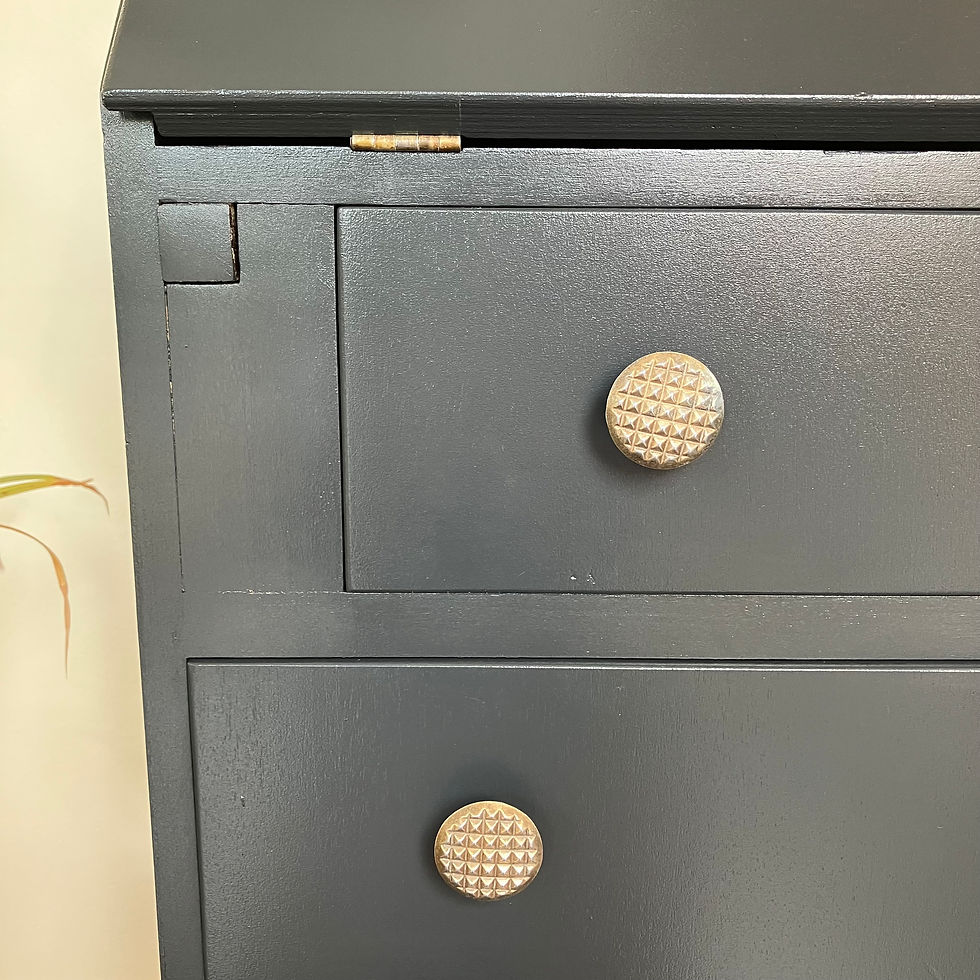 Thumbnail: Stunning Vintage Painted Ladies Writing Bureau Desk on Cabriole Legs in Farrow and Ball Off Black