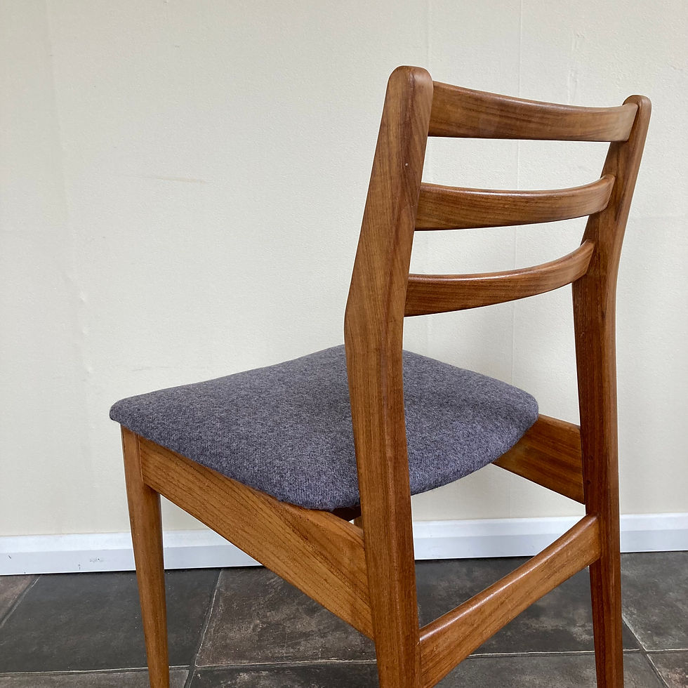 Thumbnail: Four 4 Mid Century Danish Style G Plan Style Teak Dining Chairs with Ladder Back