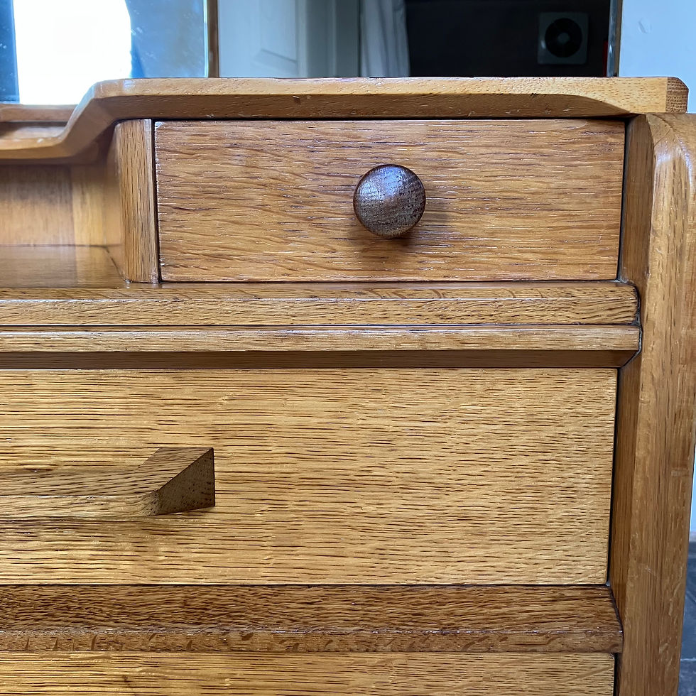 Thumbnail: Refurbished 1950's Mid Century Modern E Gomme G Plan Oak Brandon Dressing Table with Tilting Mirror, Danish Style