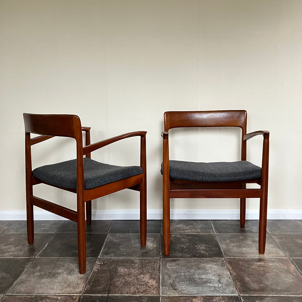 Thumbnail: A pair of beautiful mid century teak 'Fonseca' carver chairs designed by John Herbert for Younger in 1960's