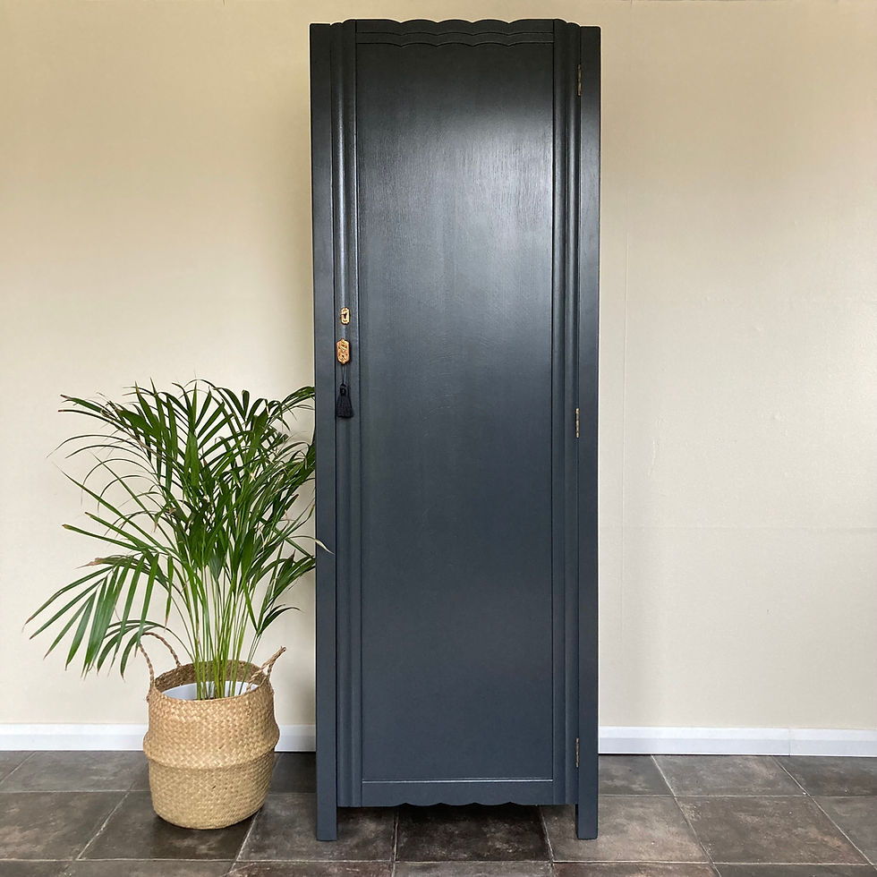 Handsome Painted Vintage 1940's CC41 Lebus Wardrobe in Farrow and Ball Off Black
