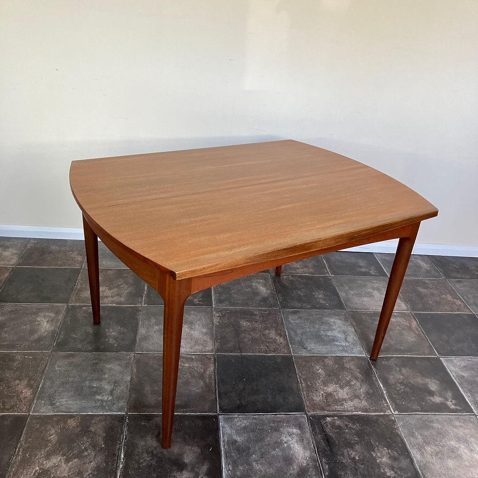 Thumbnail: Restored Rare Model Mid Century Teak Danish Style Extending Flip Over Leaf Dining Table by Greaves & Thomas
