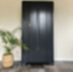 Painted 1940's Mid Century CC41 Lebus Gentleman's Armoire/Wardrobe; Farrow and Ball Off Black