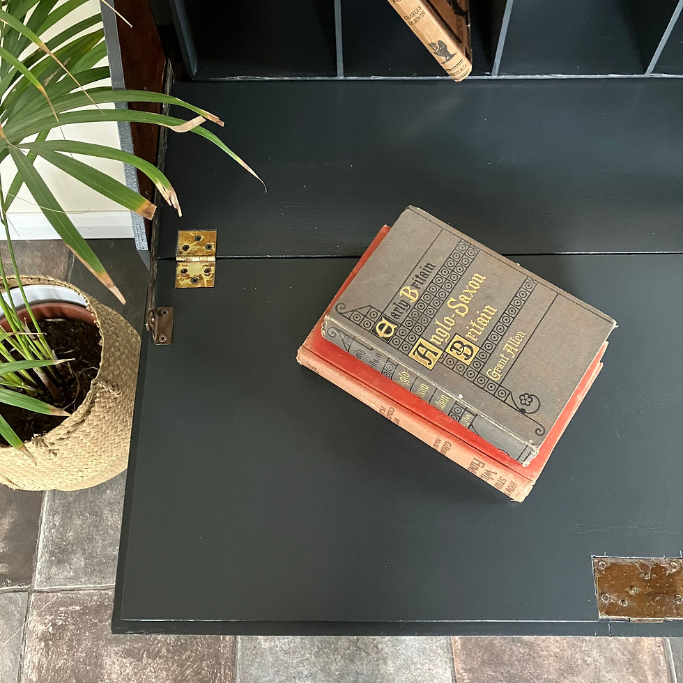 Thumbnail: Antique Lockable Refurbished Walnut Ladies Bureau in Farrow and Ball Off Black and Lacquered Walnut on Cabriole Legs