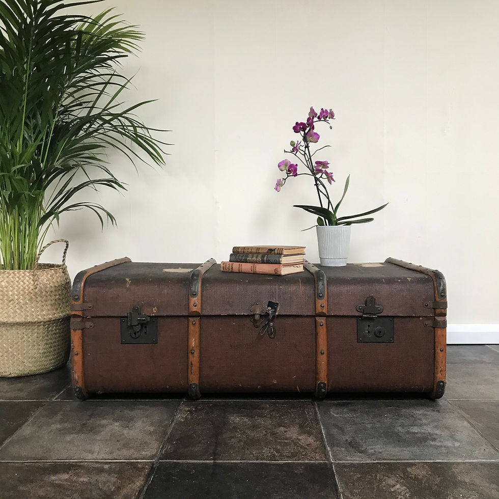 Antique Steamer Trunk Side Table / Travel Trunk / Travel Shop Display