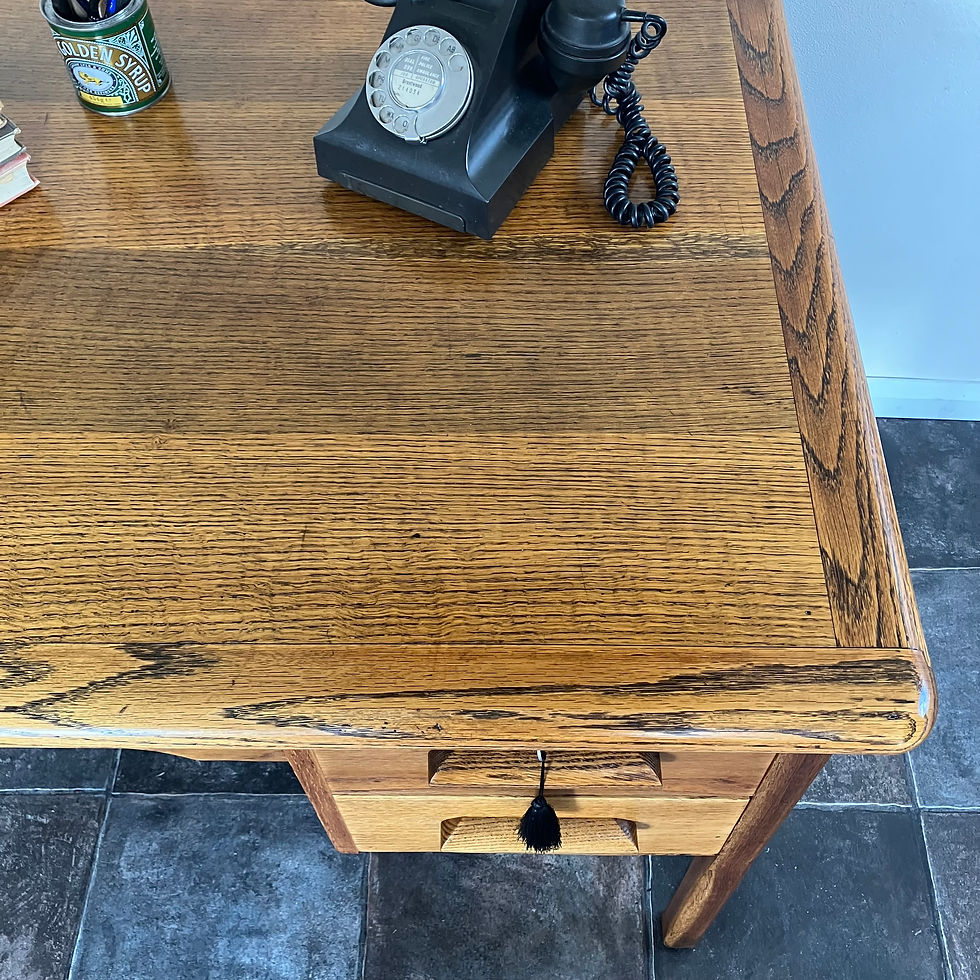 Thumbnail: Refurbished Mid Century 1950's Large Double Pedestal Oak Teacher's Desk by Abbess, Lockable