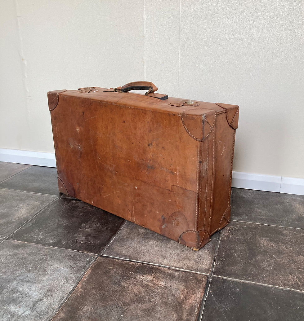 Thumbnail: Antique Leather Suitcase / Travel Shop Display / Wedding Suitcase