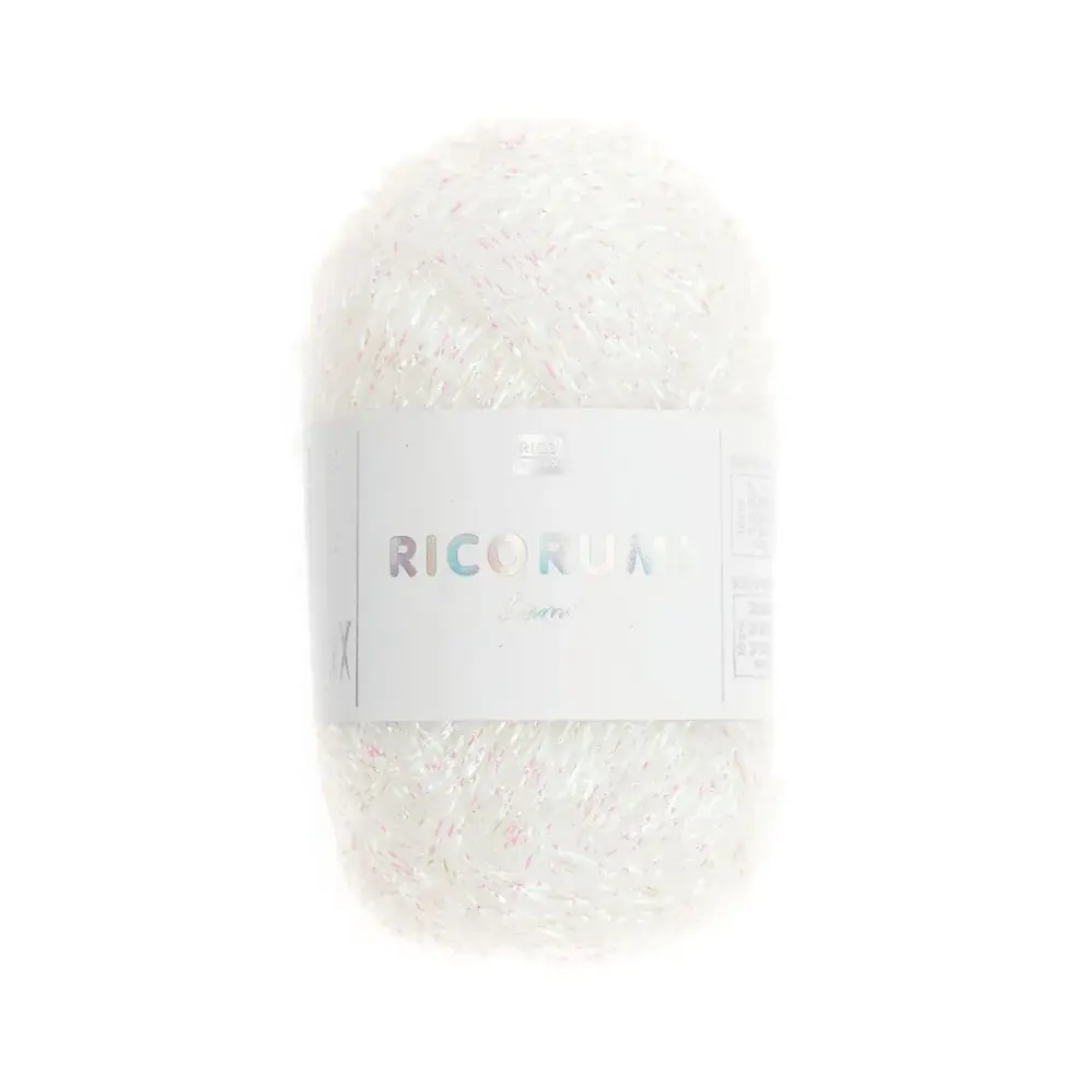 003 Rico Creative Ricorumi Lame, Blanc irisé 10 g, 50 m