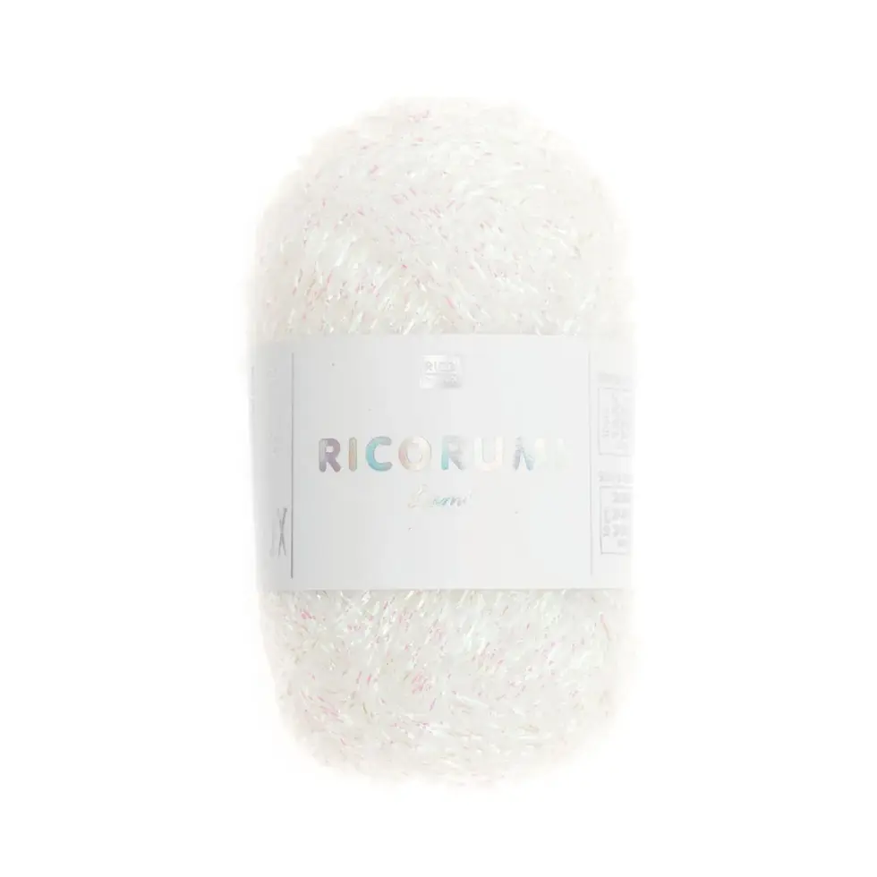 003 Rico Creative Ricorumi Lame, Blanc irisé 10 g, 50 m
