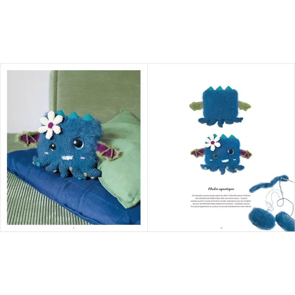 Le livret Ricorumi Monsters Under My Bed propose 10 modèles au crochet mettant en scène une collection de petits monstres et