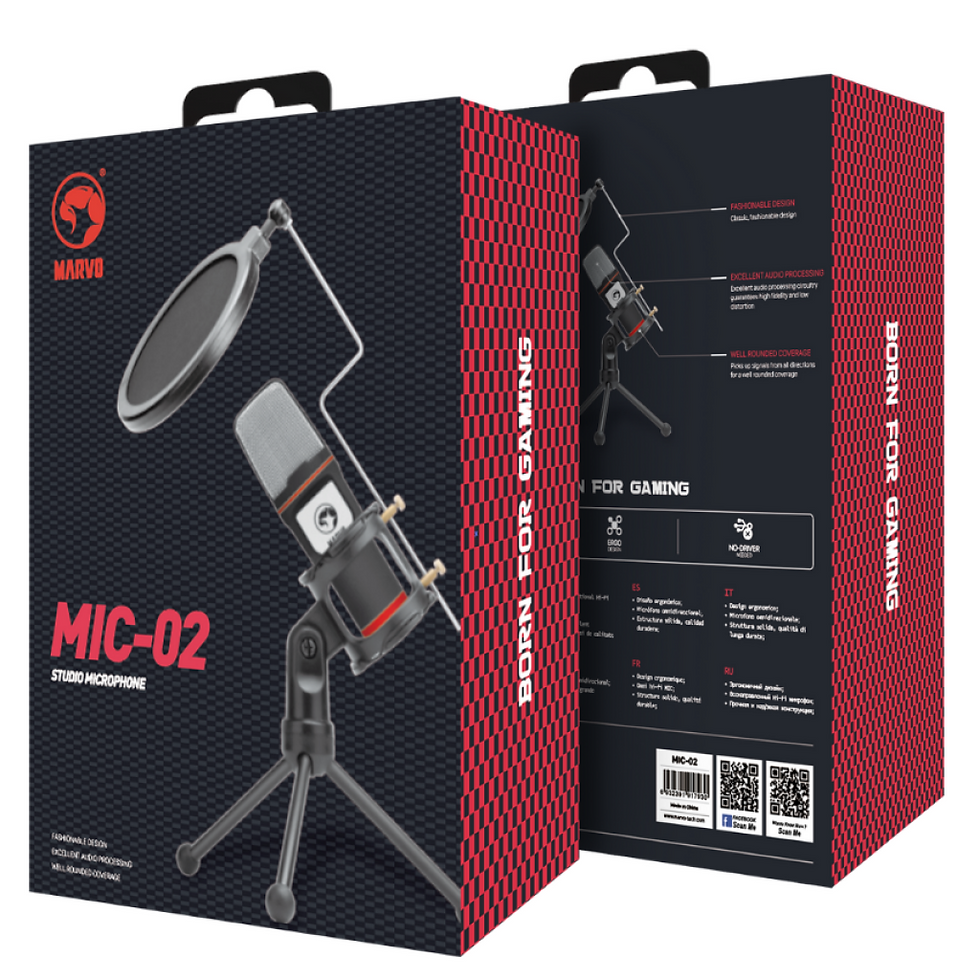 Miniatura: Micrófono de Estudio Gamer 3.5mm Cable 1.5 M MIC-02 Marvo