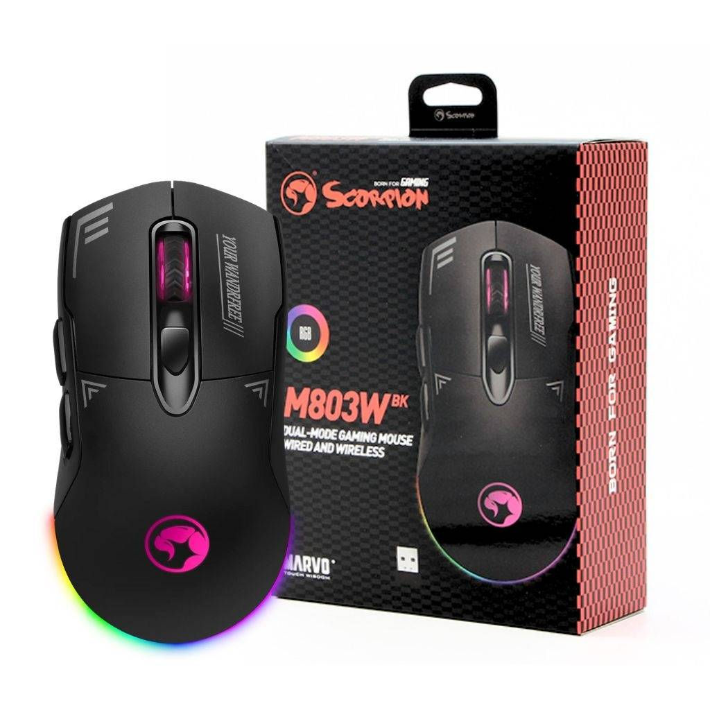 Mouse Gamer Dual Inalámbrico y Cable M803W Duke 20 RGB Negro Marvo