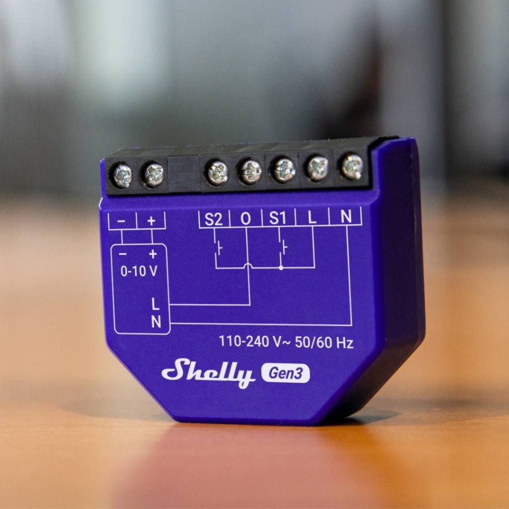 Shelly Dimmer 0/1-10V PM Gen3 Controlador 0/1-10V PM Wi-Fi