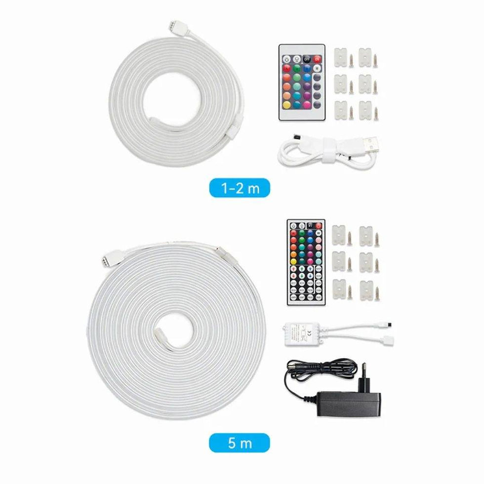 Miniatura: Tira de Luces LED Neon Silicona / Control Remoto IR / USB 12V / 5M / Blanco PAEW