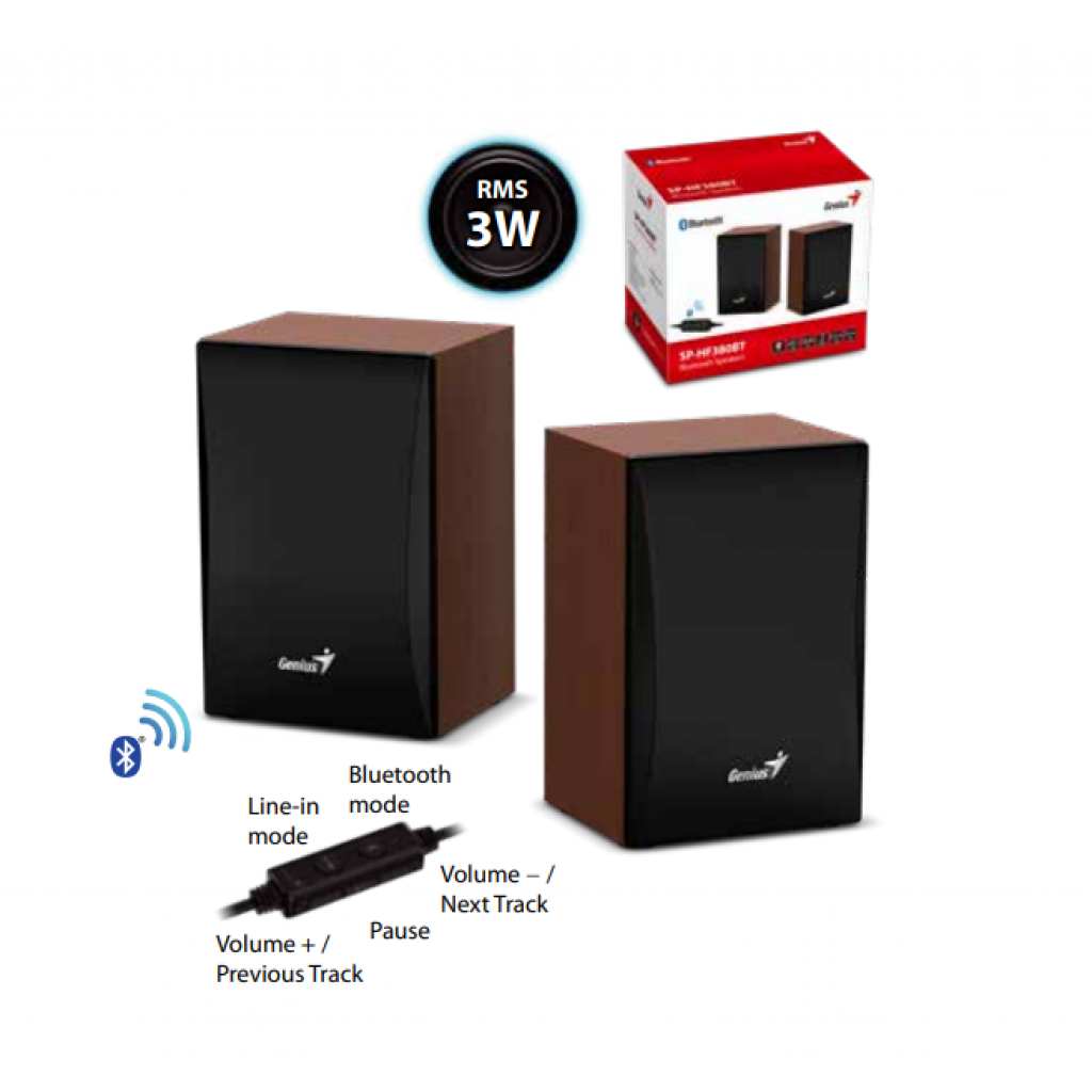Parlante SP-HF380BT 3W (RMS) Bluetooth USB Madera Genius