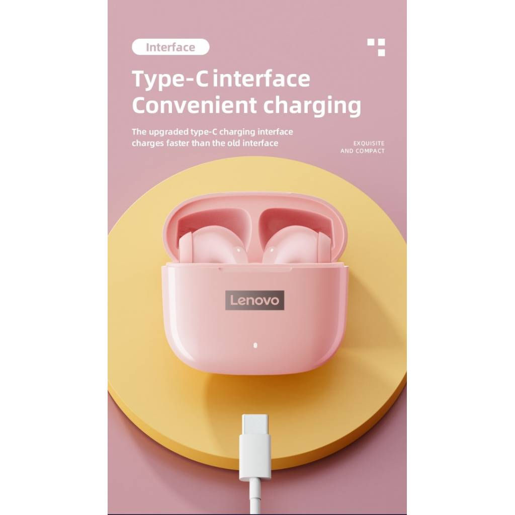 Auricular Bluetooth LP40 Pro Rosado (6928760100348) Lenovo