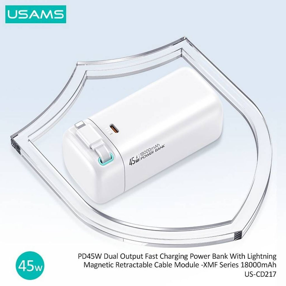Power Bank 18000mAh PD45W Cable Retráctil Magnético Lightning Blanco CD217 USAMS