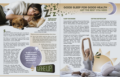 “Good Sleep for Good Health” Health and Wellness Magazine Spread