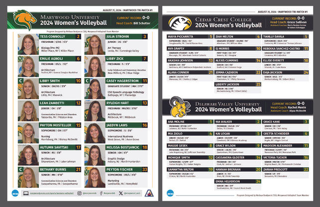 Marywood Volleyball Home Game Programs
