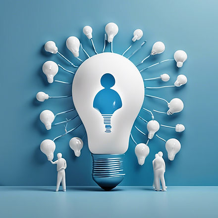 A minimalist, clean, and creative image that shows people innovate education. Have a light