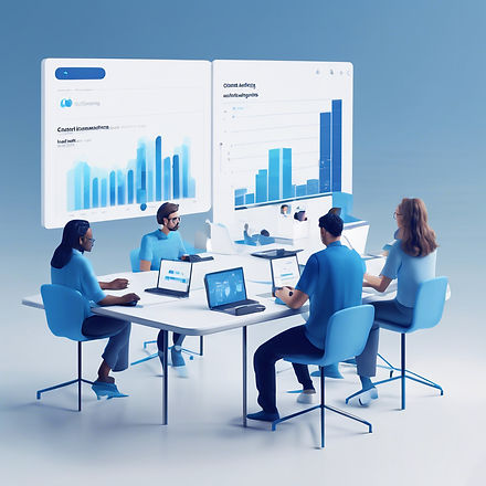 a realistic, clean, and minimalistic image of a cohort of learners studying data analytics