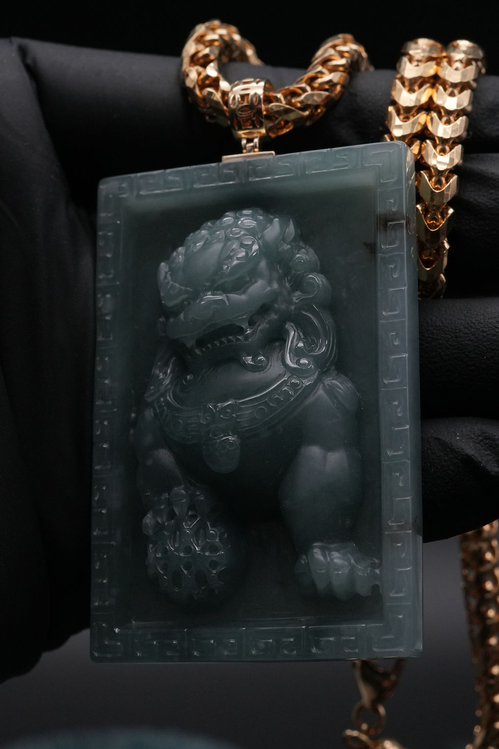 Thumbnail: Natural Fudog Jadeite Pendant