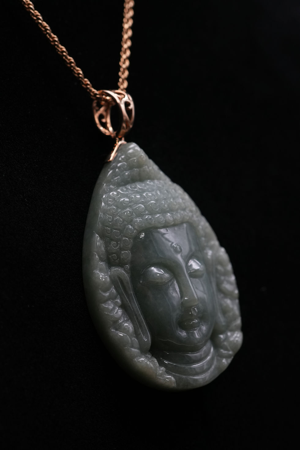 hand carved jade buddha pendant