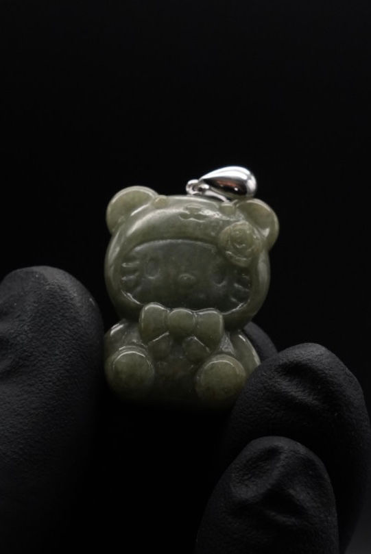 jade teddy bear pendant natural hand carved