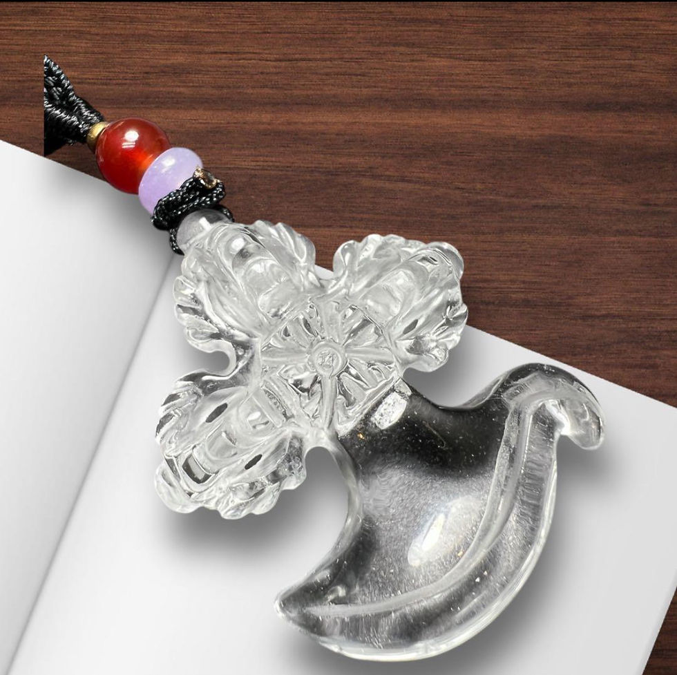 サムネイル： 水晶カルタリ（曲刀・宝斧）ネックレス　密教法器 結界張って　魔除け　幸福呼ぶ奇