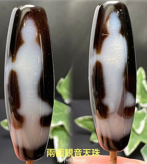 両面観音様天珠パーツ 金運招来、財運高騰、強運獲得、芸事上達 守護の