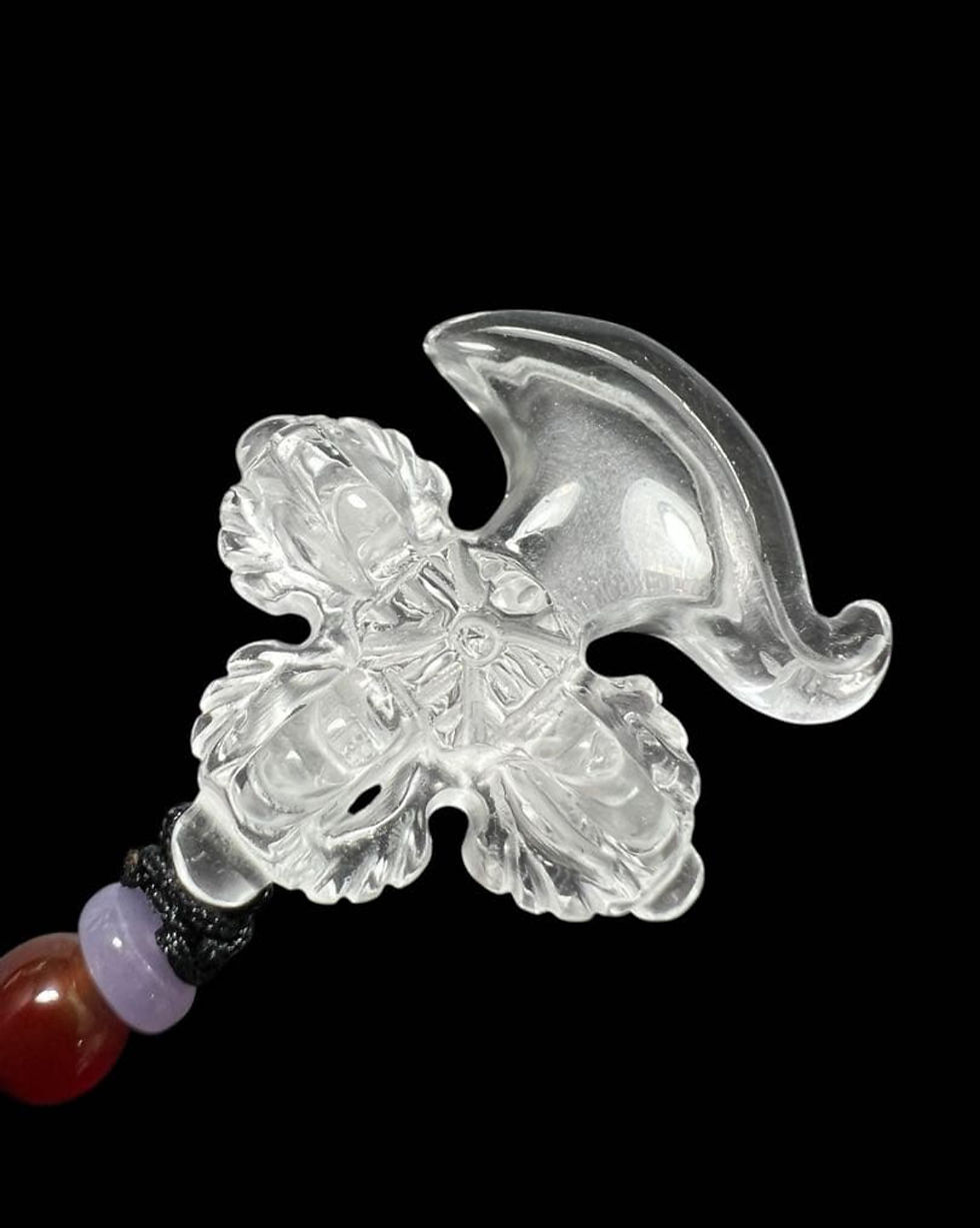 サムネイル： 水晶カルタリ（曲刀・宝斧）ネックレス　密教法器 結界張って　魔除け　幸福呼ぶ奇