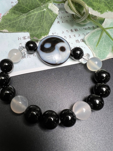 太極陰陽天珠ブレスレット❣️ 強運 ビジネスの成功 家庭円満 バランス